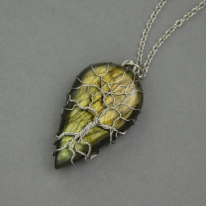 Wisiorek labradoryt drzewo życia wire wrapping 5