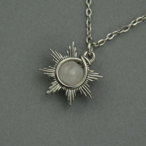 Wisiorek słoneczko kamień księżycowy wire wrapping