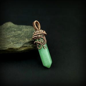 Wisiorek z awenturynem wire wrapping