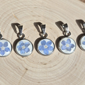 Wisiorek z niezapominajką prawdziwy kwiat