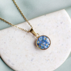 Wisiorek z niezapominajkami 0110