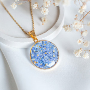 Wisiorek z niezapominajkami 0119