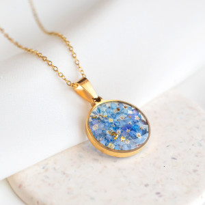 Wisiorek z niezapominajkami 0125