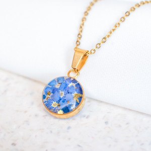 Wisiorek z niezapominajkami 0128