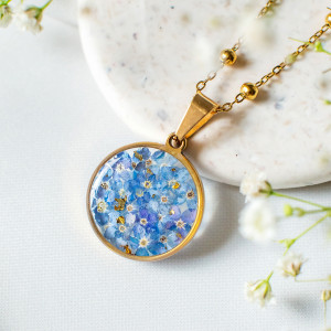 Wisiorek z niezapominajkami 078