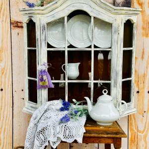 Wisząca witryna shabby chic, styl prowansalski, oszklona