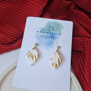 Wiszące delikatne listki - biało złote