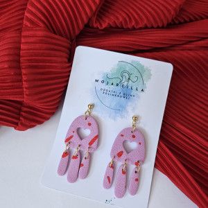 Wiszące kolczyki Rosalia różowo czerwone