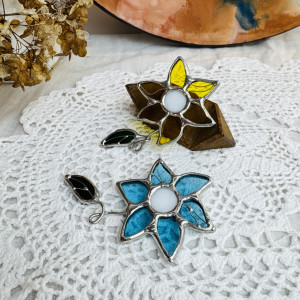 Witrażowa broszka kwiat "Słonecznik"