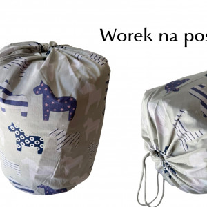 Worek na pościel do przedszkola i żłobka. Duży bawełna konie
