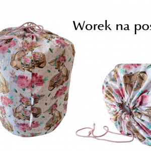 Worek na pościel do przedszkola i żłobka. Duży bawełna sarenki