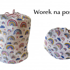 Worek na pościel do przedszkola i żłobka. Duży bawełniany  tęcze