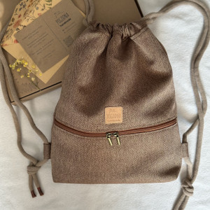 Workoplecak brązowa tkanina pleciona / worek / plecak brązowy