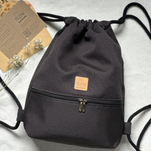 Workoplecak czarna tkanina pleciona / worek / plecak czarny, czerń