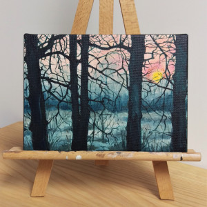 Wschód słońca - ręcznie malowany obraz akrylowy