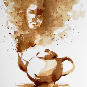 "Wspomnienie" obraz malowany kawą