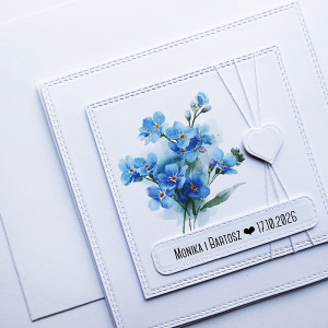 Wyjątkowa kartka ślubna z niezapominajkami