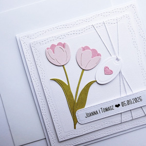 Wyjątkowa kartka ślubna z tulipanami handmade