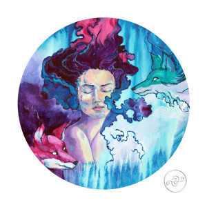 WYPRZEDAŻ okrągły obraz "Lisia dama" Ela Jankowska