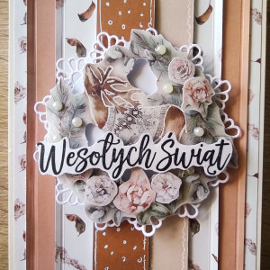 XMAS Różowa kartka świąteczna z pudełkiem 1