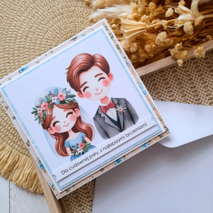 Zabawna kartka ślubna z rysunkową parą | Dla cudownej pary...