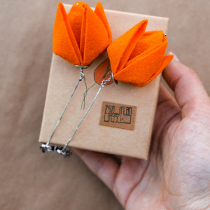 Zabawny prezent dla Kobiety, lekkie kolczyki geometryczne Tulipany