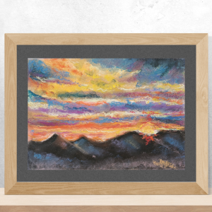 Zachód słońca w górach- pastele suche