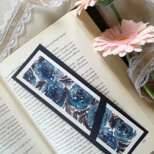 Zakładka do książki akwarelowa niebieskie róże