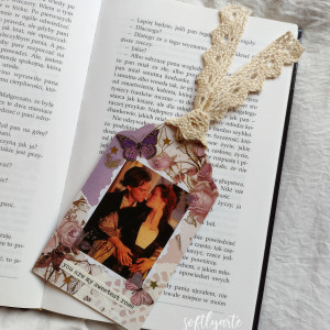 zakładka do książki, film Titanic, Rose x Jack, fioletowa, róże, love