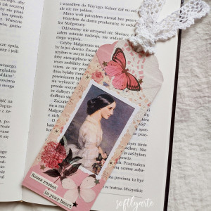 zakładka do książki, romantyzm, sztuka, różowa, motyle, księżniczka
