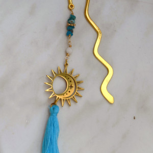 Zakładka do książki z apatytem- Kamienie naturalne, rękodzieło,