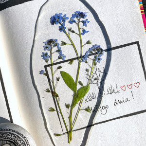 Zakładka do książki z prawdziwymi kwiatami niezapominajki