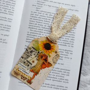 zakładka do książki, żółta wróżka, słoneczniki, lato, ogród, fairycore