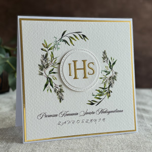 Zaproszenia komunijne ręcznie robione, wzór 4E