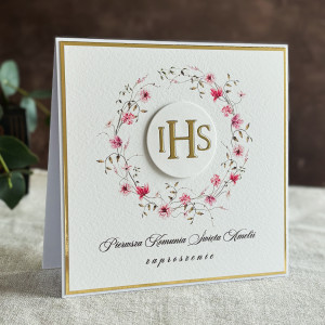 Zaproszenia komunijne ręcznie robione, wzór 58A