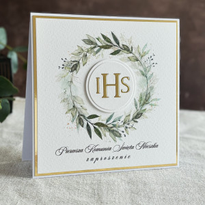 Zaproszenia komunijne ręcznie robione, wzór 73B