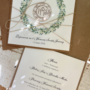 Zaproszenia komunijne ręcznie robione z personalizacją HIT ZKO-112-A