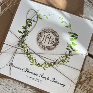 Zaproszenia komunijne ręcznie robione z personalizacją HIT ZKO-131