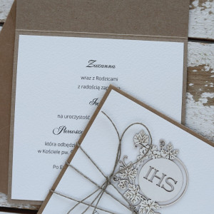 Zaproszenia komunijne ręcznie robione z personalizacją HIT ZKO-158