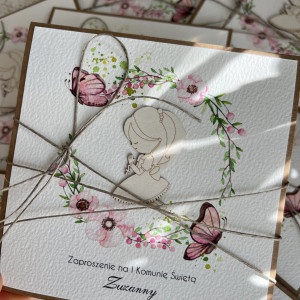 Zaproszenia komunijne ręcznie robione z personalizacją HIT ZKO-197