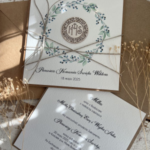 Zaproszenia komunijne ręcznie robione z personalizacją HIT ZKO-214