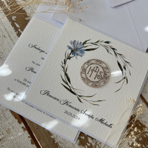 Zaproszenia komunijne ręcznie robione z personalizacją HIT ZKO-314