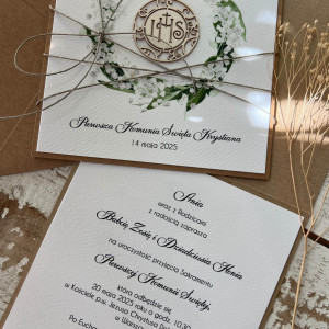 Zaproszenia komunijne ręcznie robione z personalizacją HIT ZKO-321