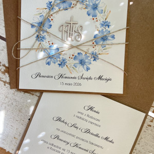 Zaproszenia komunijne ręcznie robione z personalizacją HIT ZKO-872