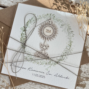 Zaproszenia komunijne ręcznie robione z personalizacją HITZKO-252