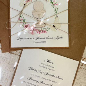 Zaproszenia komunijne z personalizacją dla dziewczynki ZKO-099-A