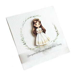 Zaproszenia na Komunię z bawełnianym fakturowanym papierem