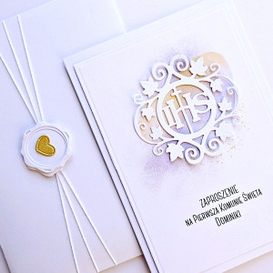 Zaproszenie komunijne eleganckie handmade