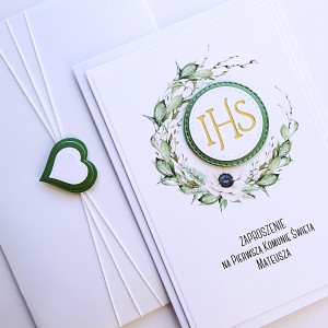 Zaproszenie komunijne handmade z Hostią