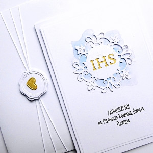 Zaproszenie komunijne skromne ręcznie robione